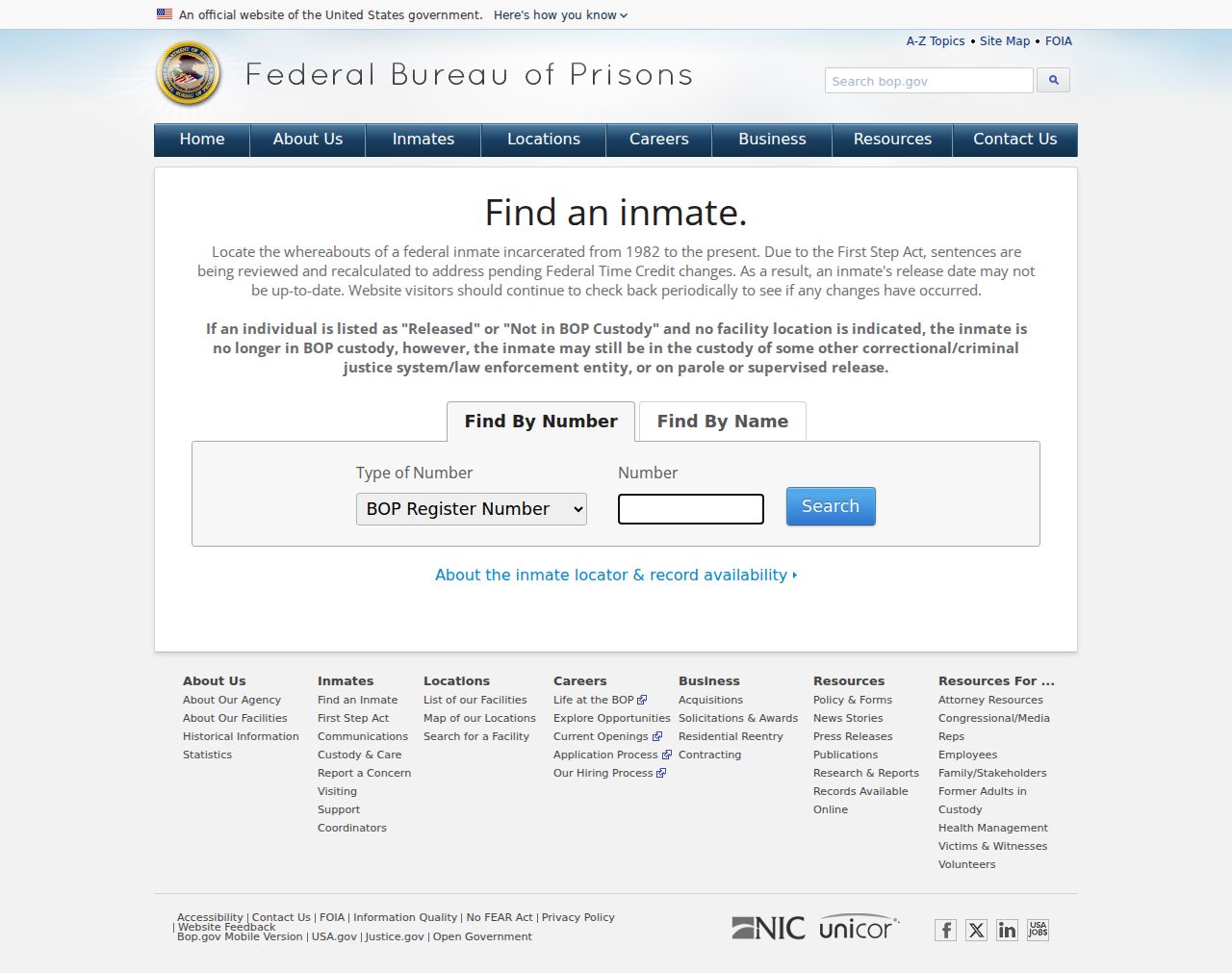 Federal inmate locator for custody outside Madison Parish systems