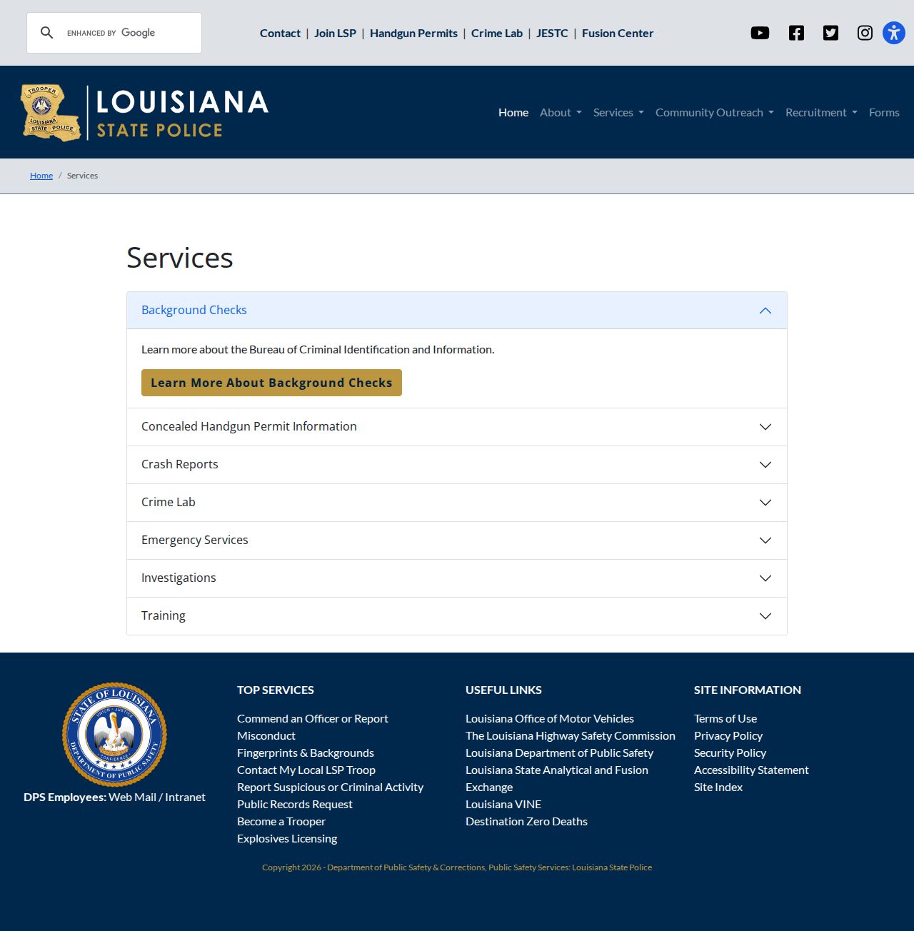 Louisiana State Police reports and public-record services
