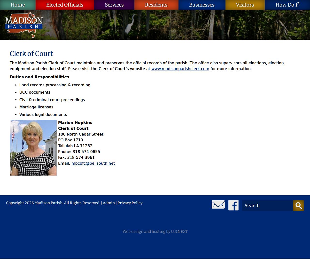 Madison Parish Clerk of Court criminal history records