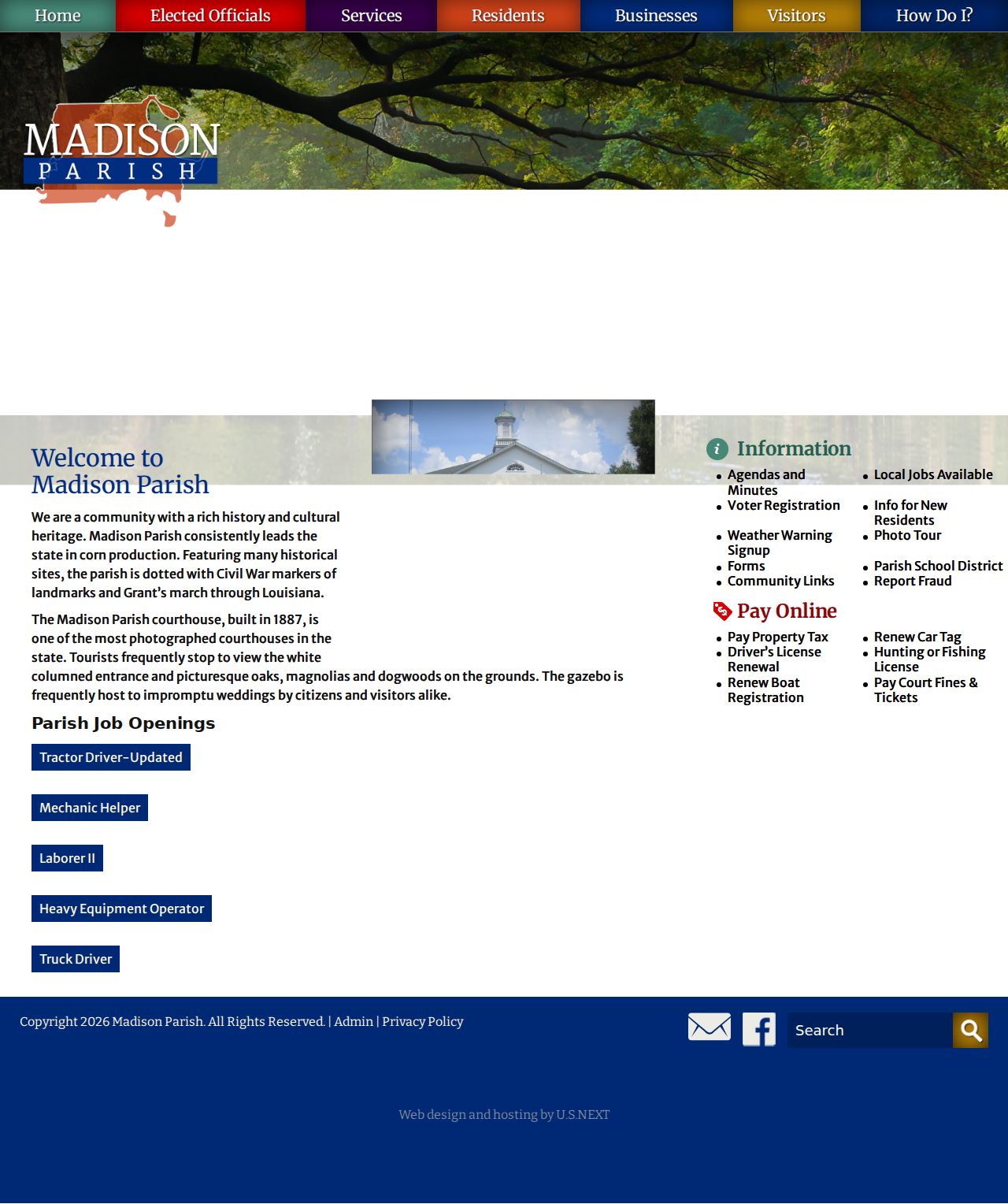 Madison Parish criminal history offices on the official parish homepage