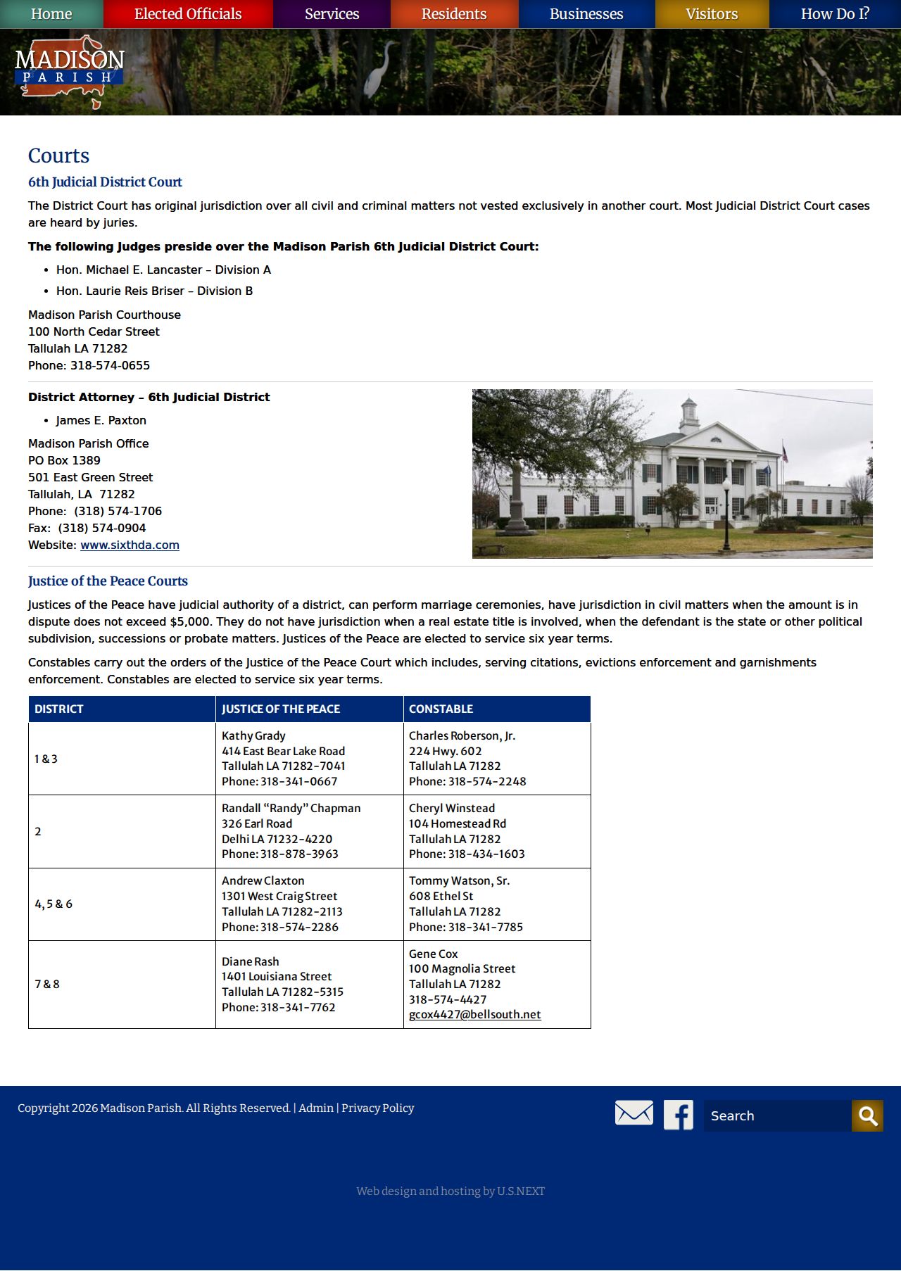 Sixth Judicial District Court information for Madison Parish criminal history