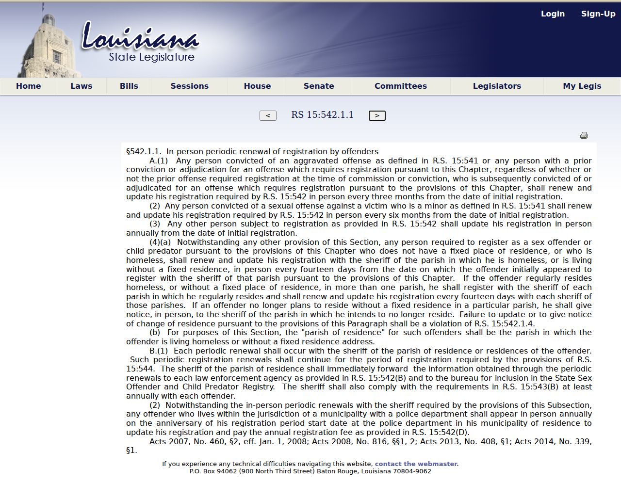Madison Parish sex offender registry renewal requirements